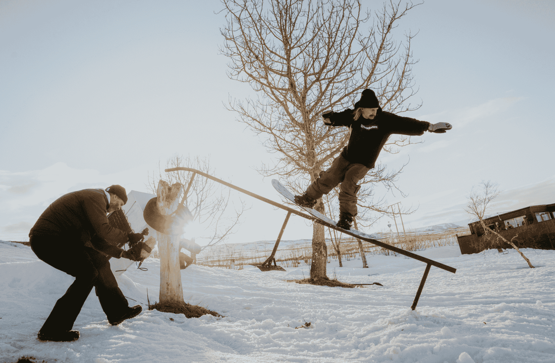 Professional snowboarder Halldor Helgason doing snowboard tricks 2025.